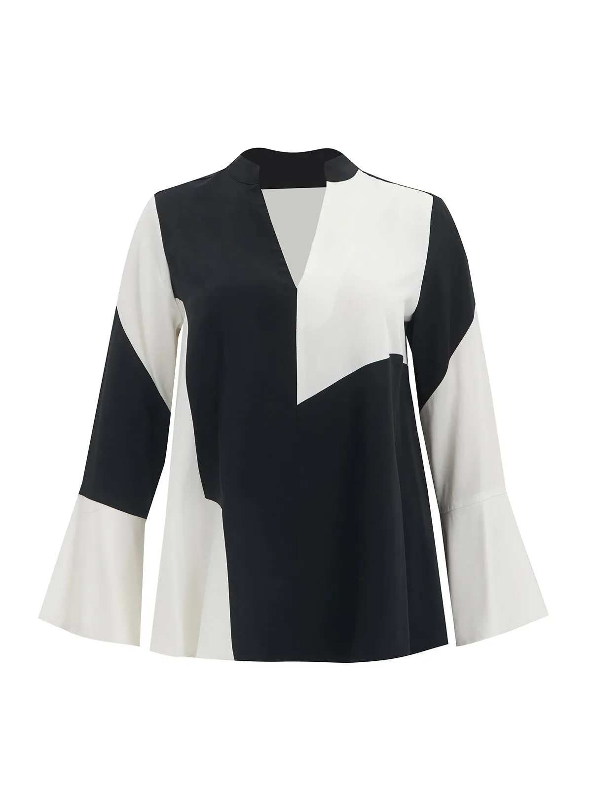 Mat White and Black Blouse