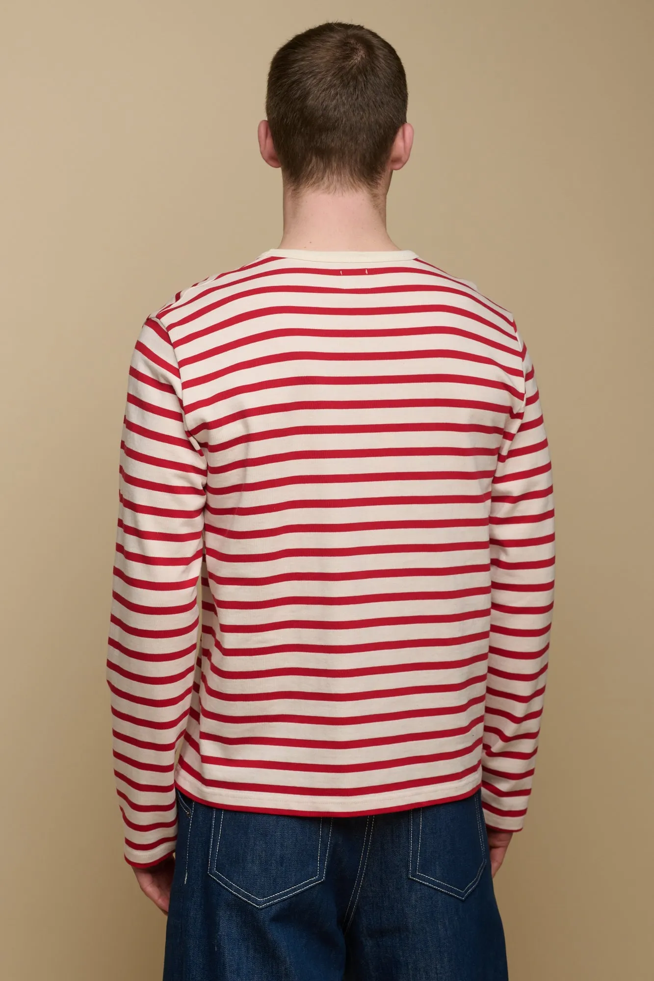 Men's Breton  - Ecru/Flame Red