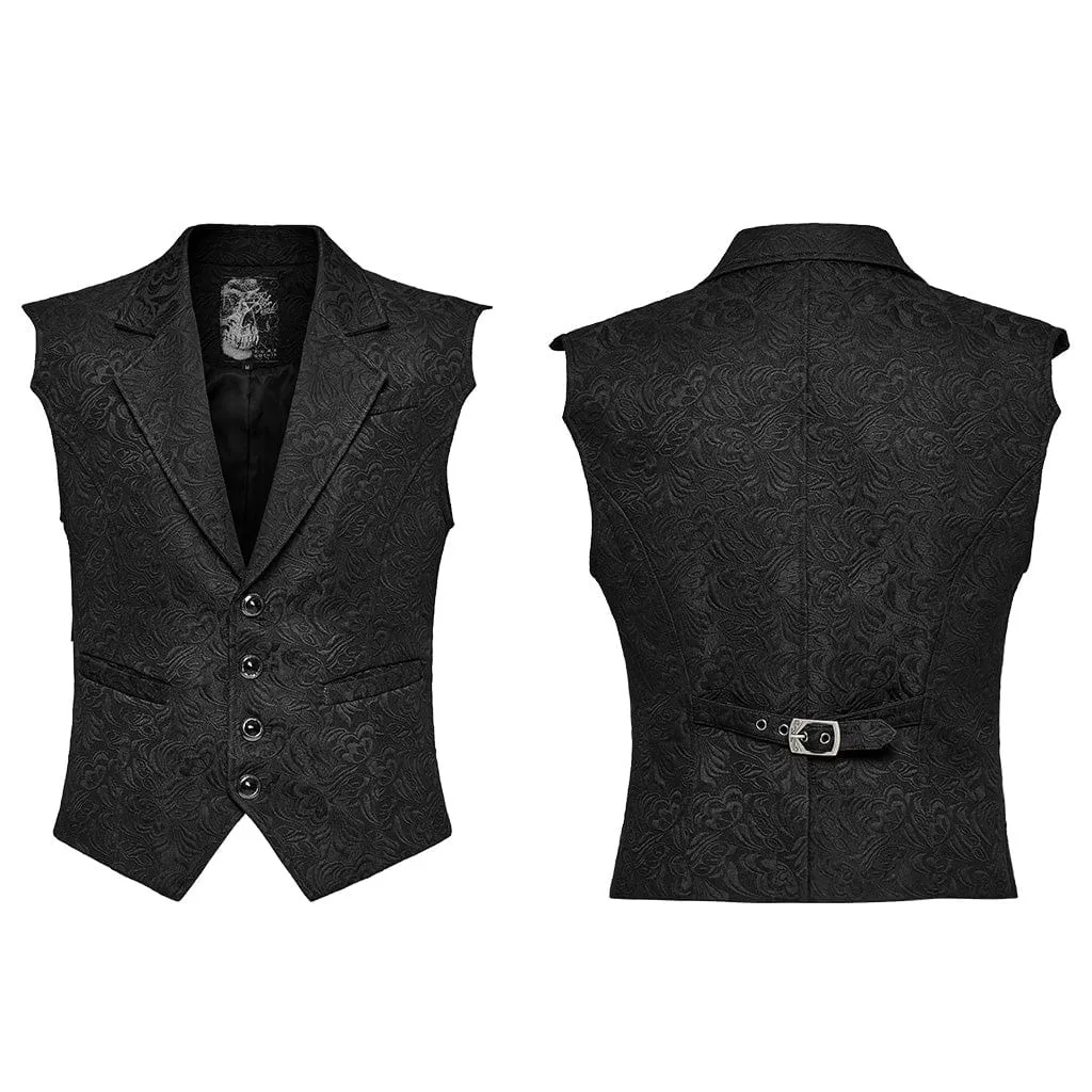 Men's Gothic Turn-down Collar Floral Bat Vest