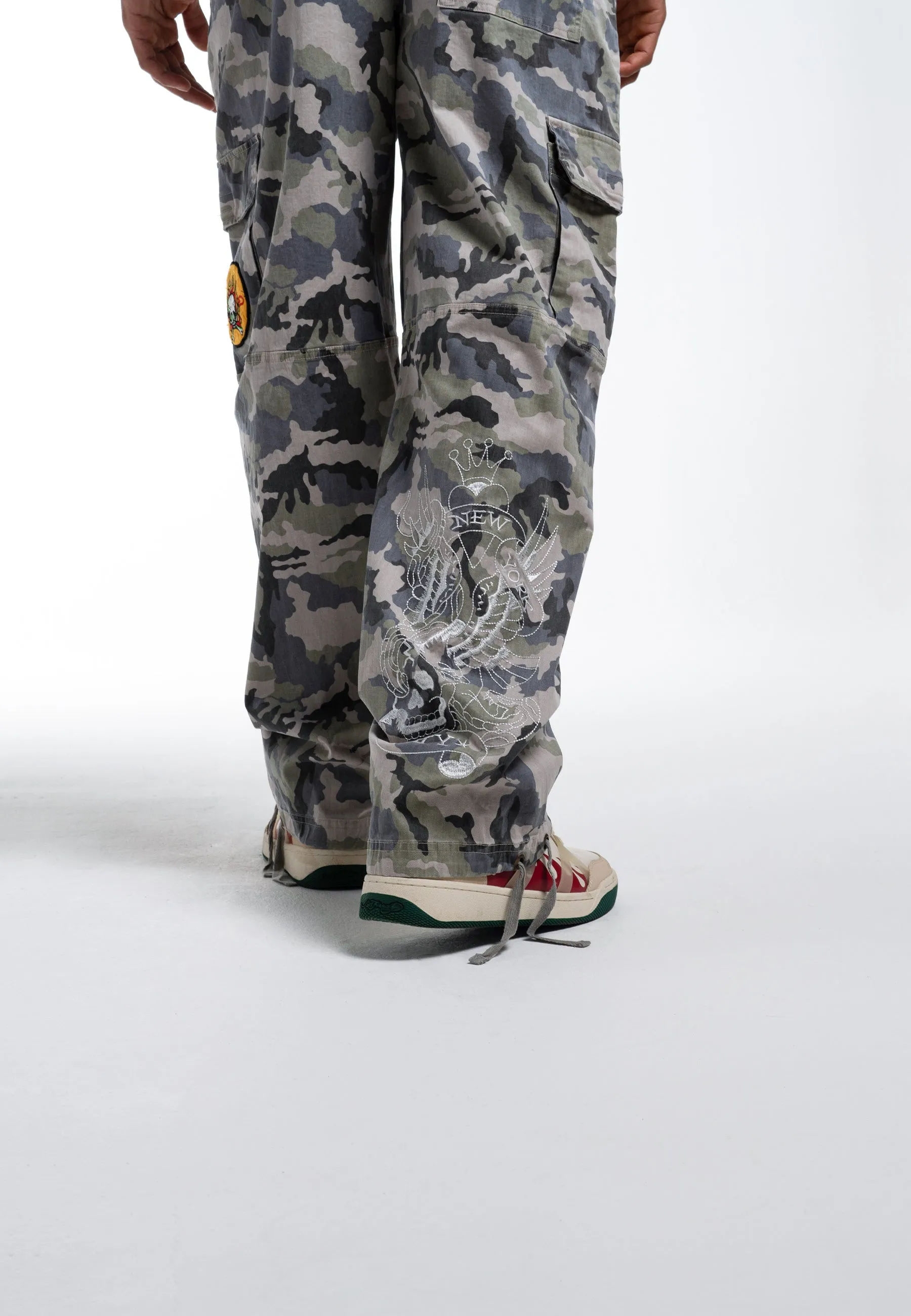 Mens Nyc Drag Woven Combat Trousers - Camo