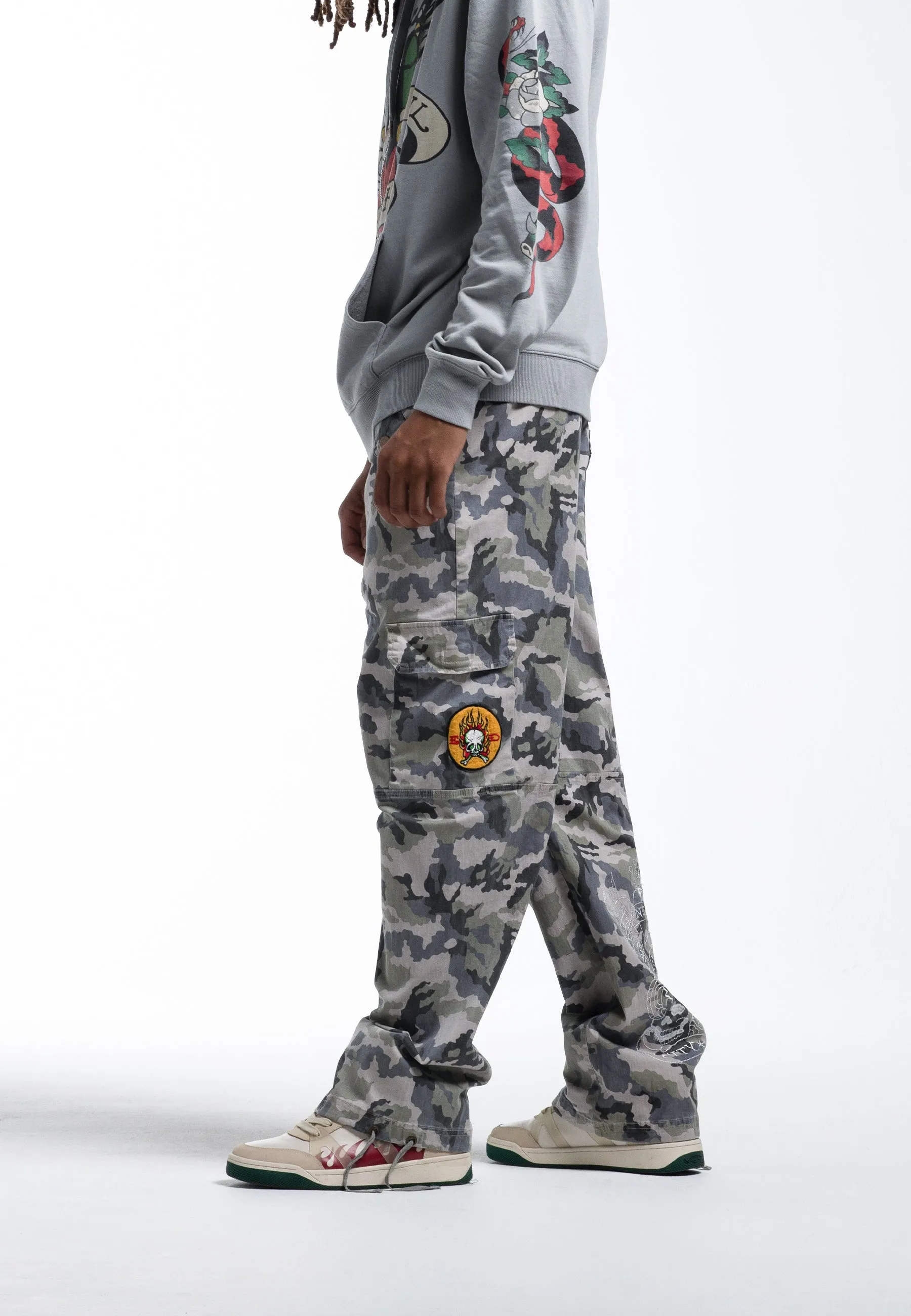 Mens Nyc Drag Woven Combat Trousers - Camo