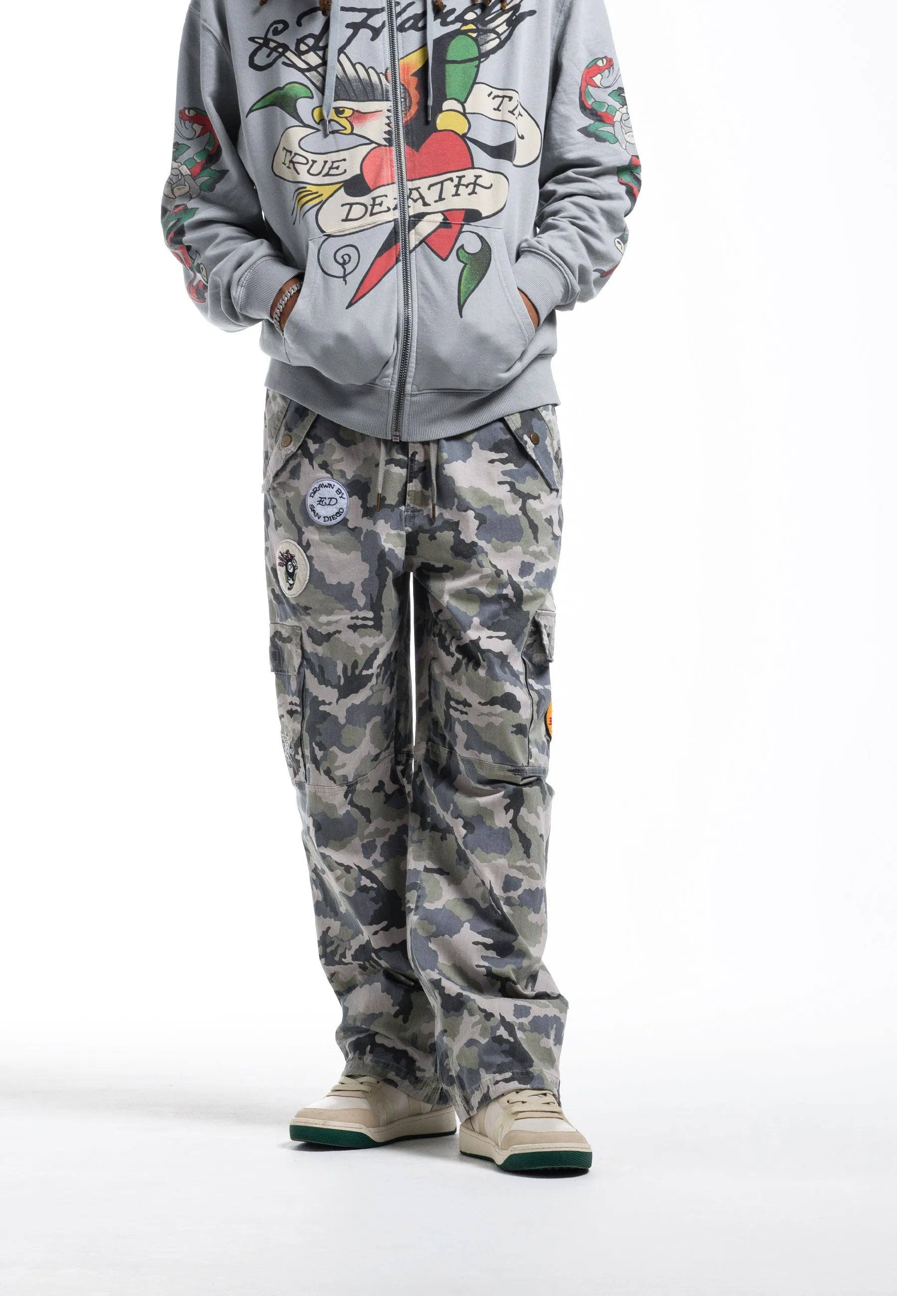 Mens Nyc Drag Woven Combat Trousers - Camo