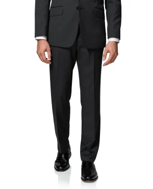 Middleton Regular Fit Flat Front Charcoal Twill Trousers