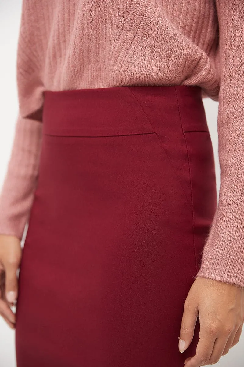 Midi Pencil Skirt with Pull-on Style Design