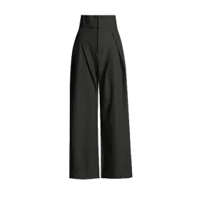 Minimalist Trousers For Women High Waist Patchwork Pocket Casual Loose Wide Leg Pants Female Fashion Clothing