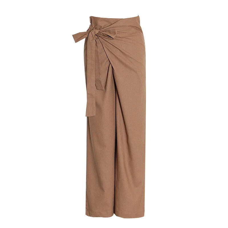 Minimalist Trousers For Women High Waist Spliced Button Casual Loose Wide Leg Pants Female Fashion Style Clothing