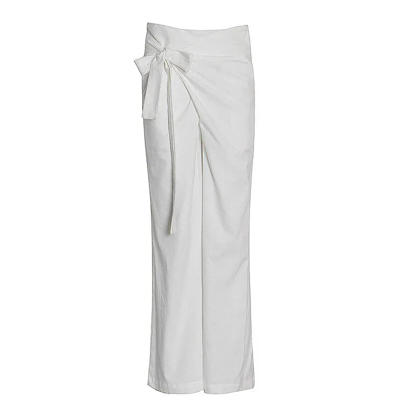 Minimalist Trousers For Women High Waist Spliced Button Casual Loose Wide Leg Pants Female Fashion Style Clothing