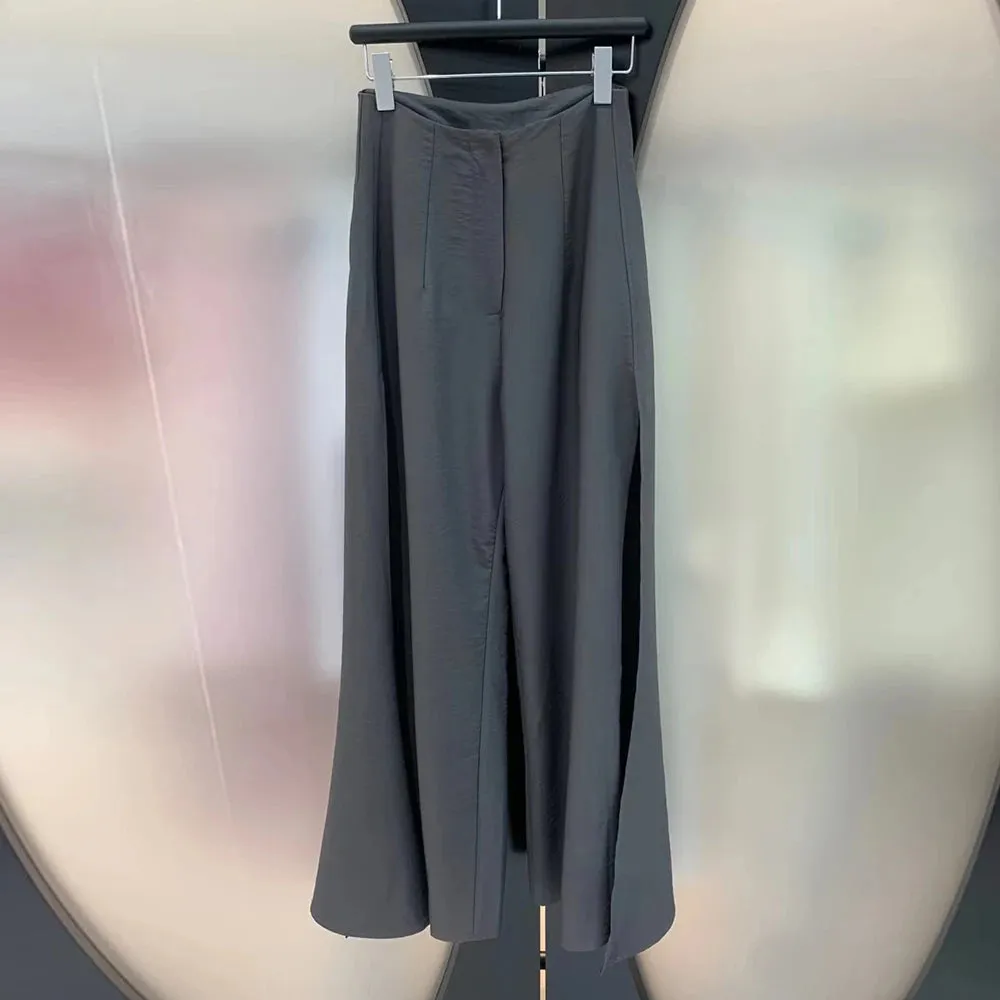 Minimalist Trousers For Women High Waist Spliced Zipper Casual Loose Wide Leg Pants Female Fashion Clothing