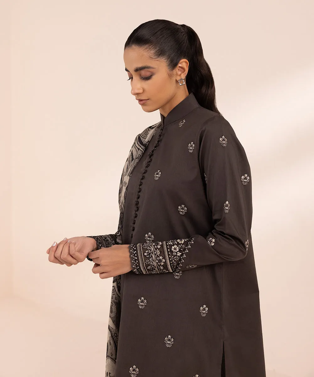 Monochrome '24-3 Piece - Embroidered Lawn Suit - 0U3Pebw24V46