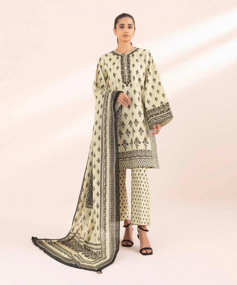 Monochrome '24-3 Piece - Embroidered Lawn Suit - 0U3Pebw24V47