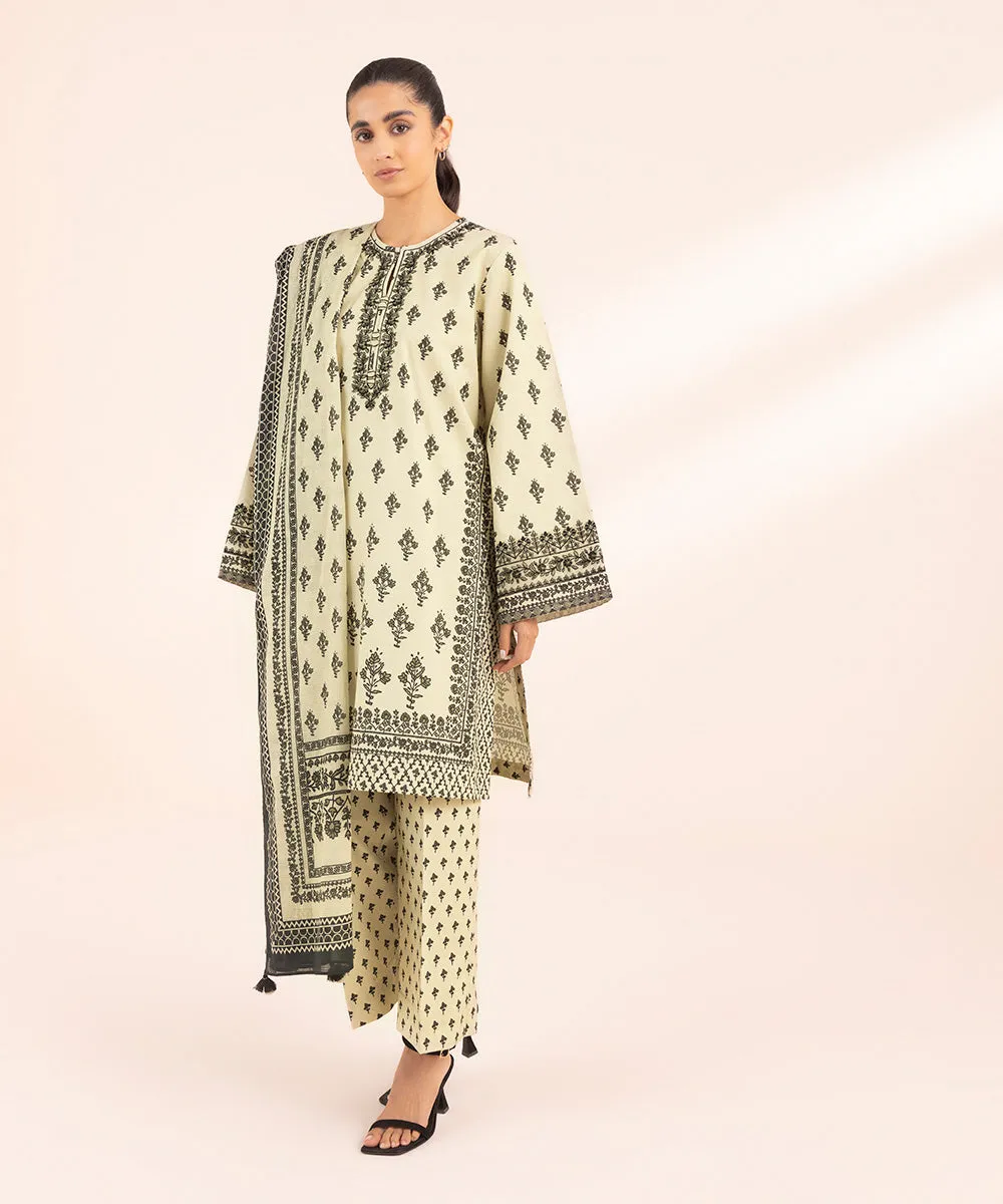 Monochrome '24-3 Piece - Embroidered Lawn Suit - 0U3Pebw24V47