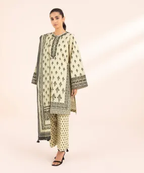 Monochrome '24-3 Piece - Embroidered Lawn Suit - 0U3Pebw24V47