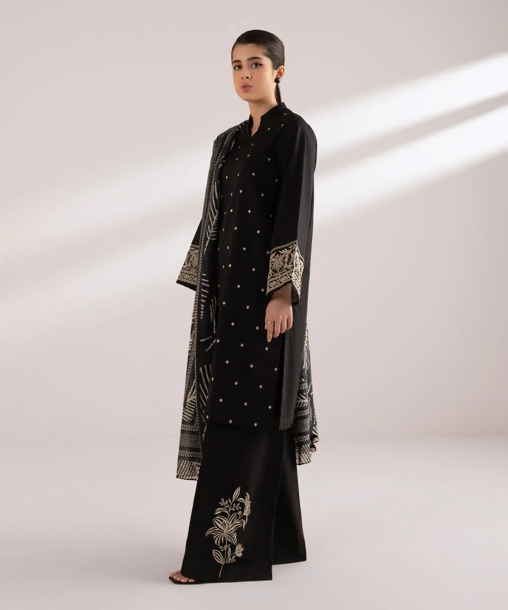 Monochrome '24-3 Piece - Embroidered Lawn Suit - U3Pebw24V414