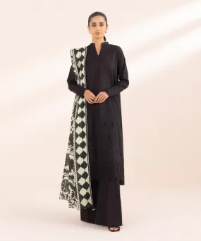 Monochrome '24-3 Piece - Embroidered Lawn Suit - U3Pebw24V415