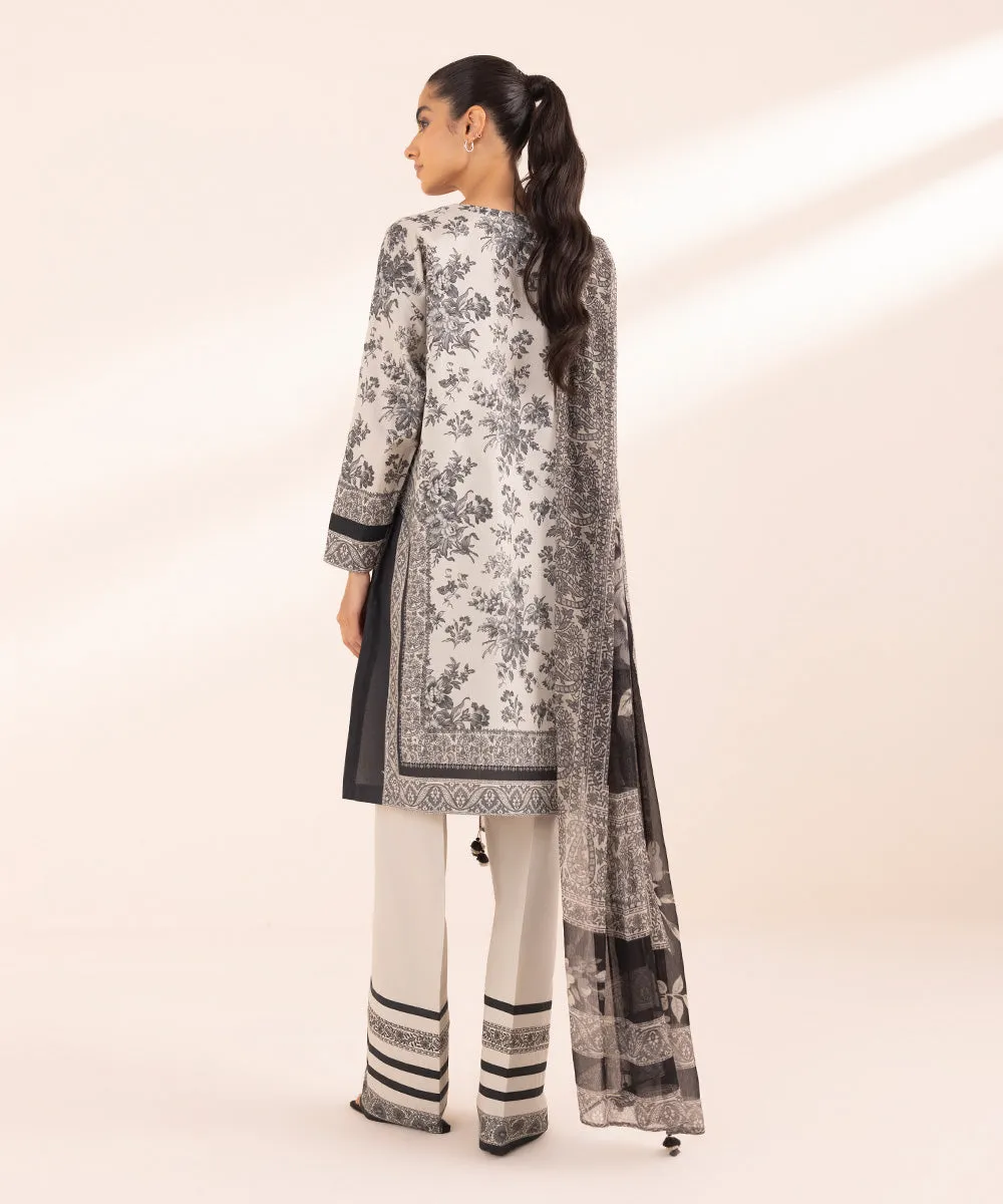 Monochrome '24-3 Piece - Printed Lawn Suit - 00U3Pbw24V41