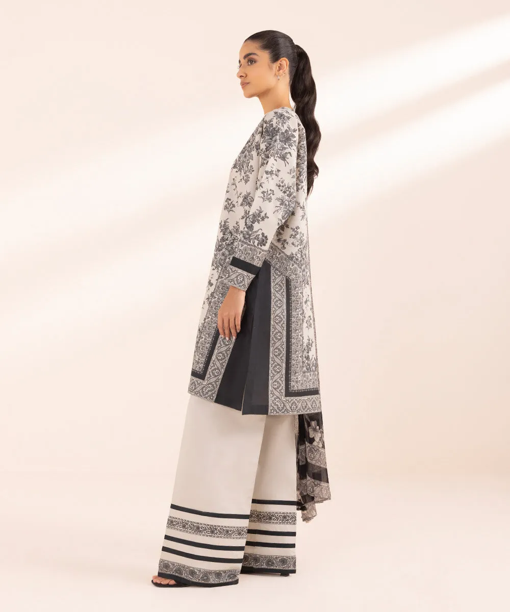 Monochrome '24-3 Piece - Printed Lawn Suit - 00U3Pbw24V41