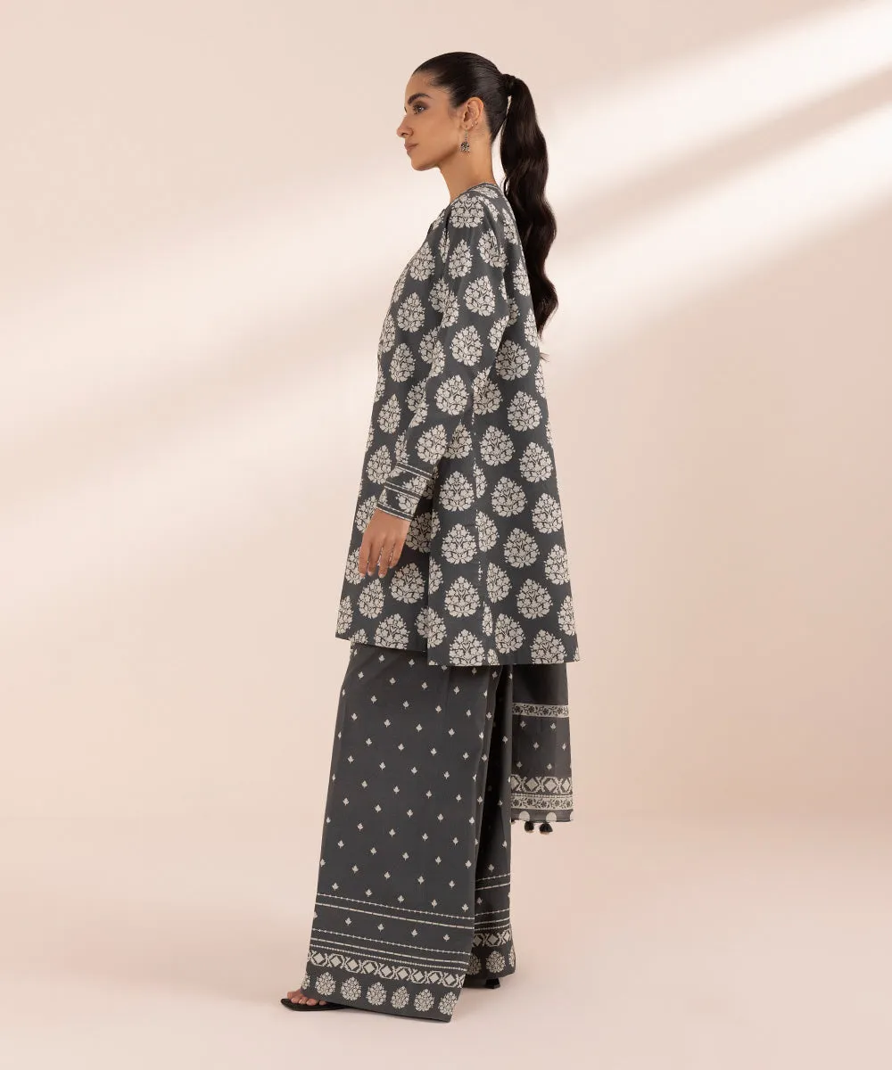 Monochrome '24-3 Piece - Printed Lawn Suit - 00U3Pbw24V43