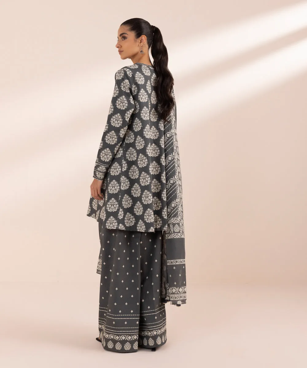 Monochrome '24-3 Piece - Printed Lawn Suit - 00U3Pbw24V43