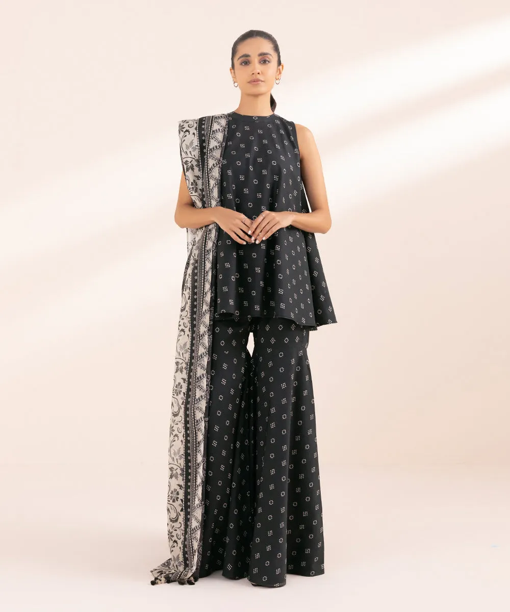 Monochrome '24-3 Piece - Printed Lawn Suit - 00U3Pbw24V44