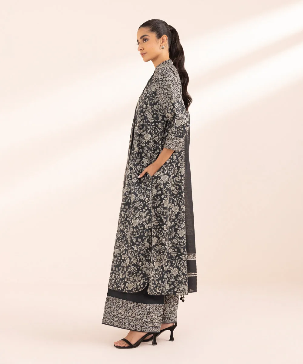 Monochrome '24-3 Piece - Printed Lawn Suit - 00U3Pbw24V48