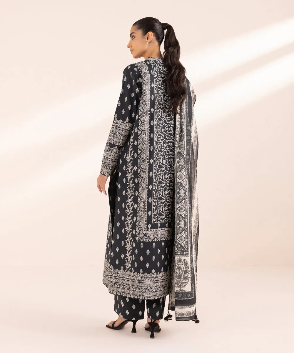 Monochrome '24-3 Piece - Printed Lawn Suit - U3Pebw24V416