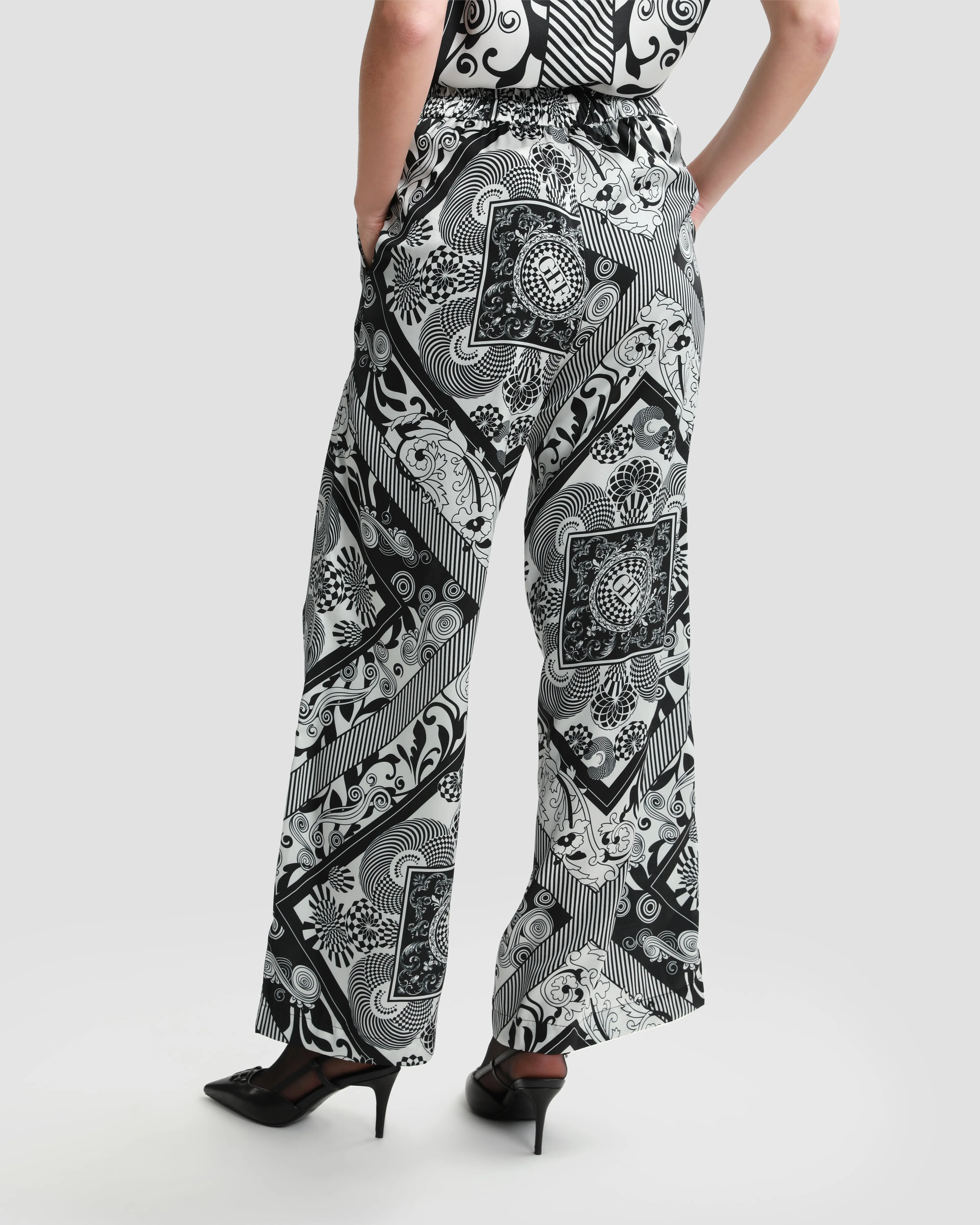 Monochrome Abstract Printed Trousers