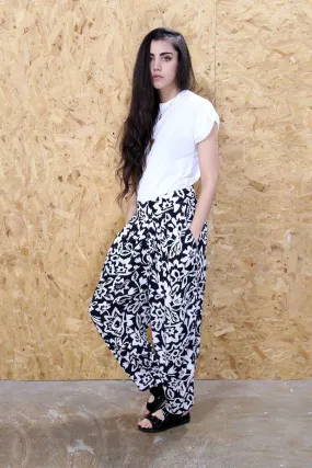 Monochrome Floral Trousers