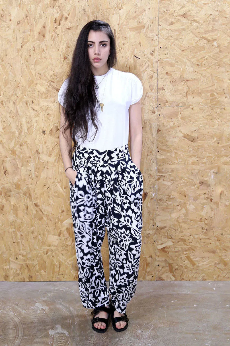 Monochrome Floral Trousers