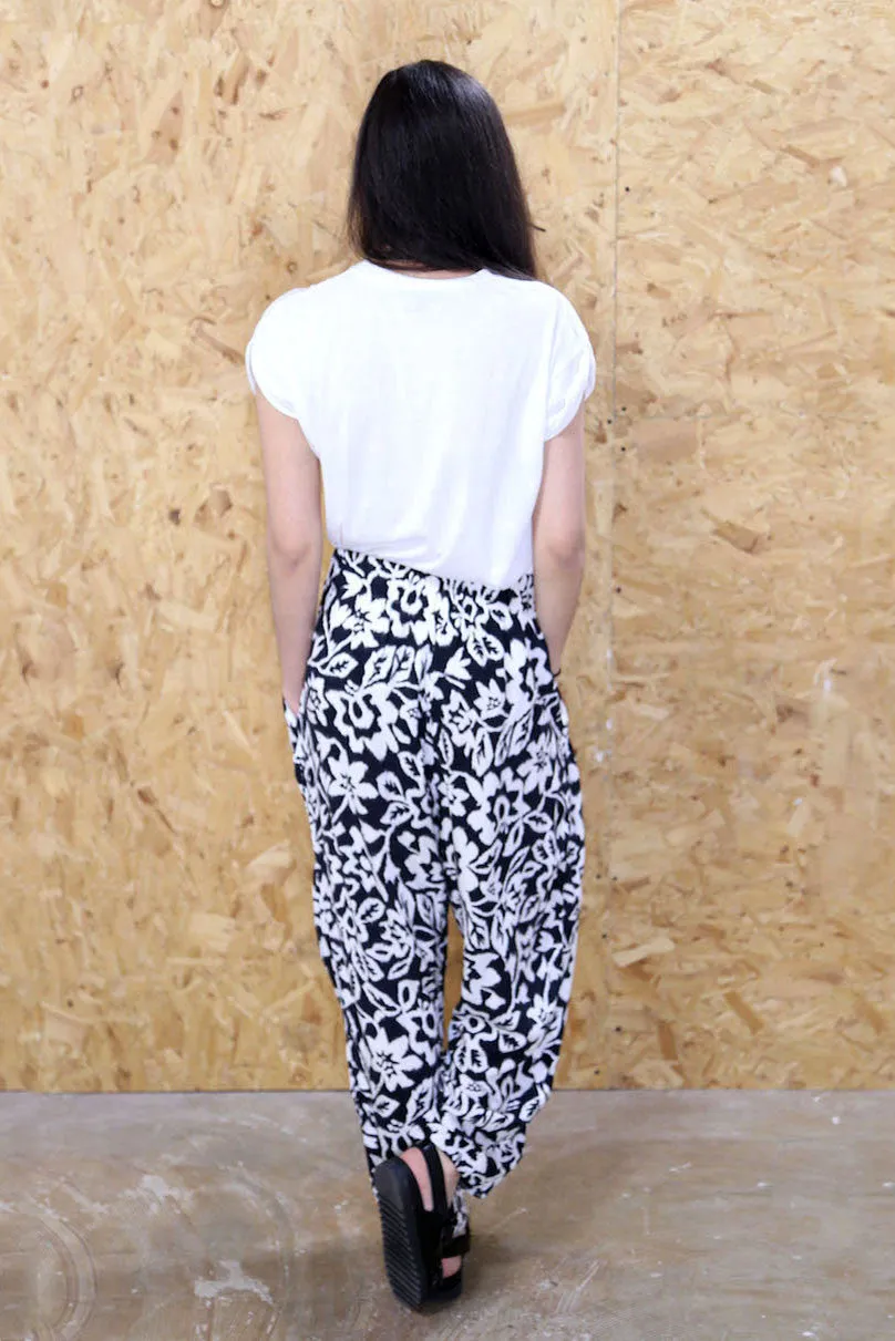 Monochrome Floral Trousers