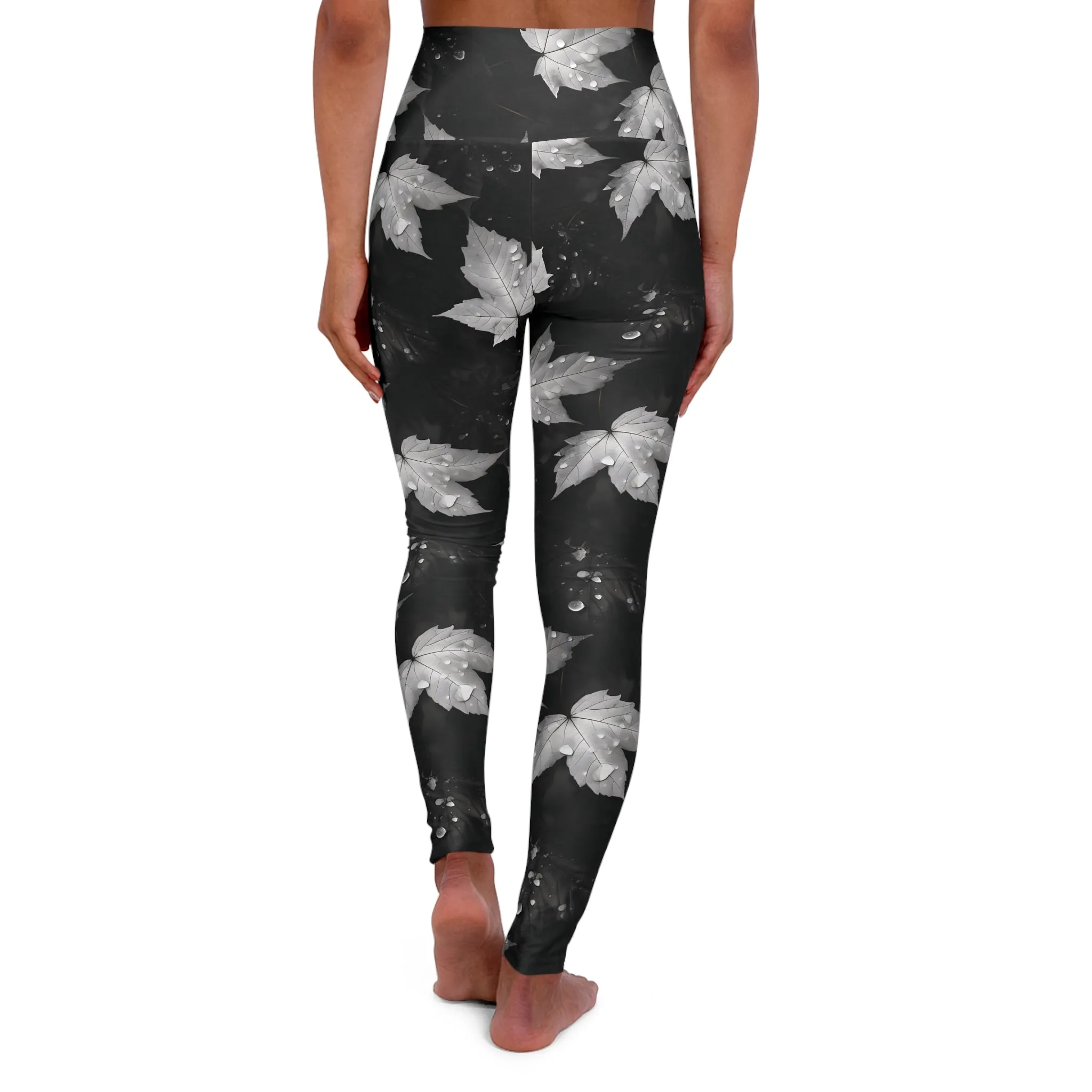 MONOCHROME LEAF High Waisted Yoga Leggings (AOP)