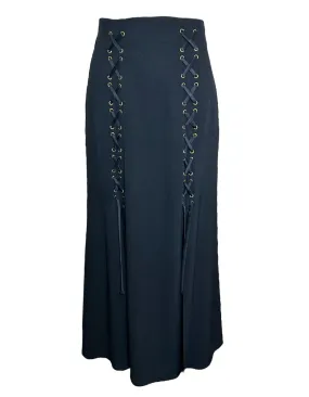 Moschino Cheap & Chic Lace-Up High Slit Flared Maxi Skirt