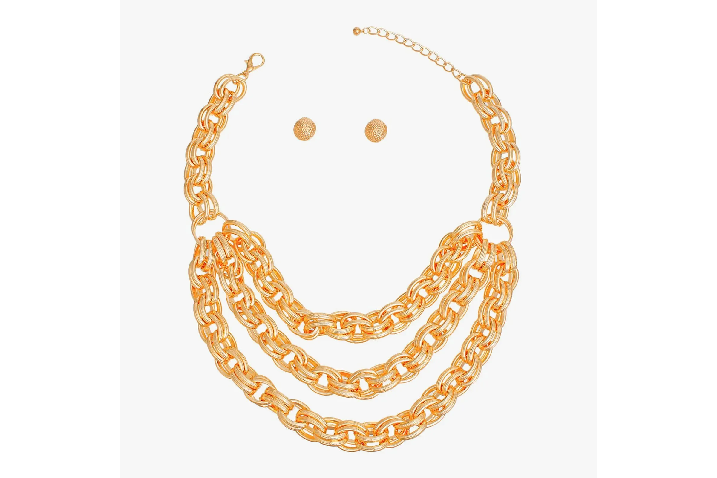 Necklace Gold Double Link Layered Set for Women