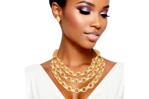 Necklace Gold Double Link Layered Set for Women