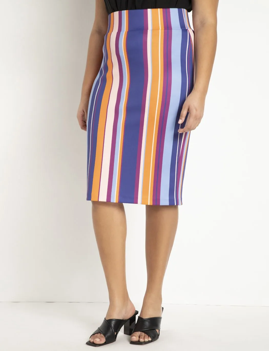 Neoprene Pencil Skirt in Pretty Wild Stripe