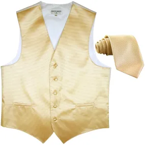 New formal men's tuxedo vest waistcoat & necktie horizontal stripes prom ivory