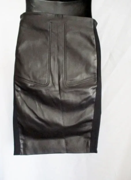 NEW NWT BALENCIAGA LEATHER France Pencil SKIRT BLACK 38 6