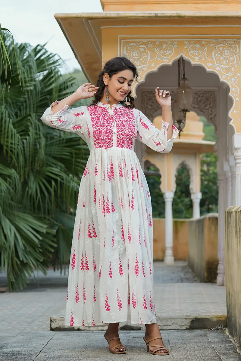 Off White Cotton Anarkali Kurti