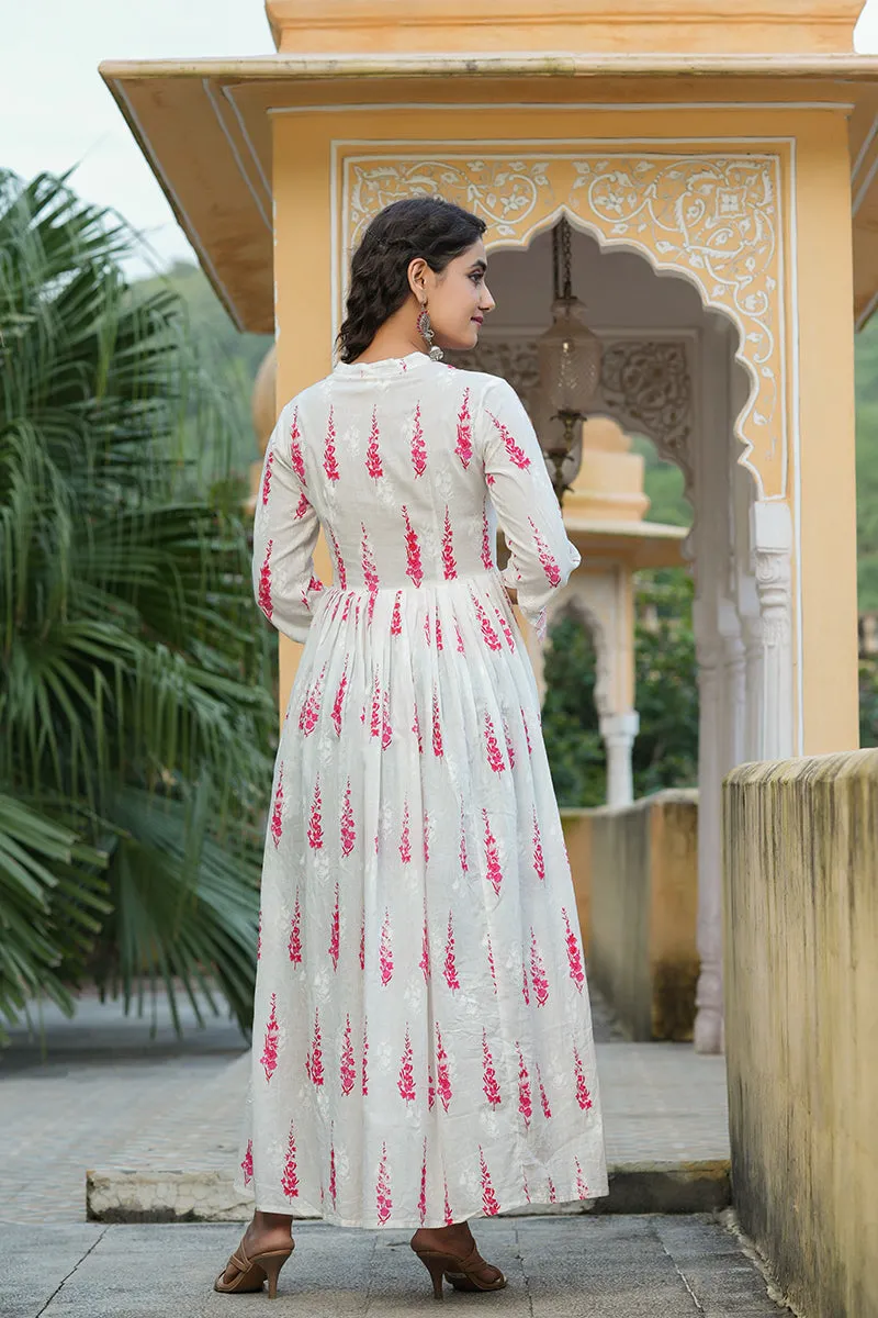 Off White Cotton Anarkali Kurti