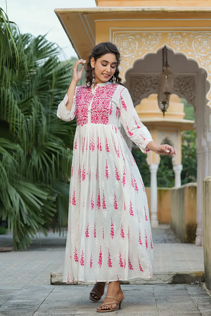 Off White Cotton Anarkali Kurti