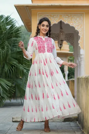 Off White Cotton Anarkali Kurti