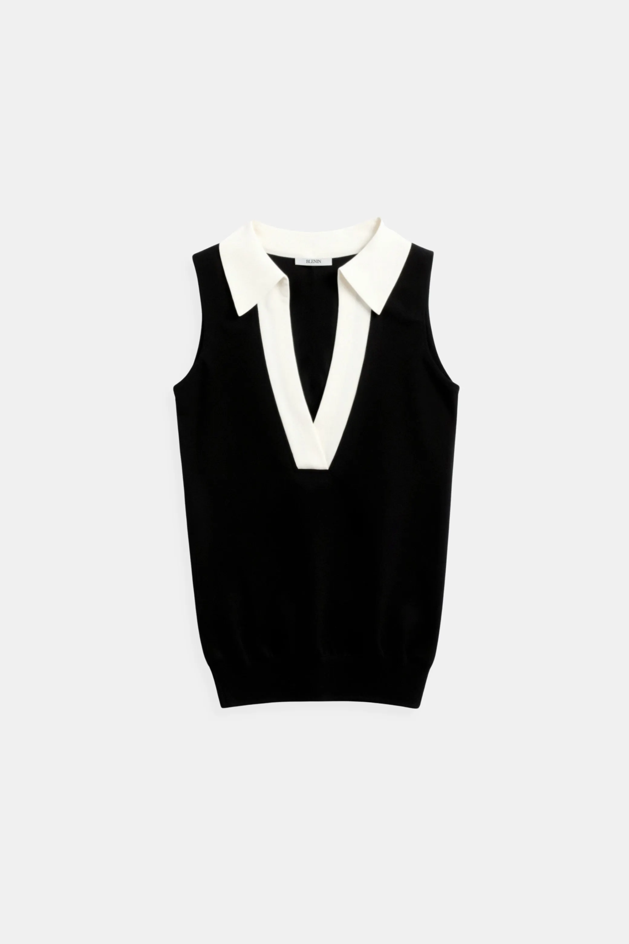 Old Money Knitted Premium Contrast Trim Collared Polo Tank Top