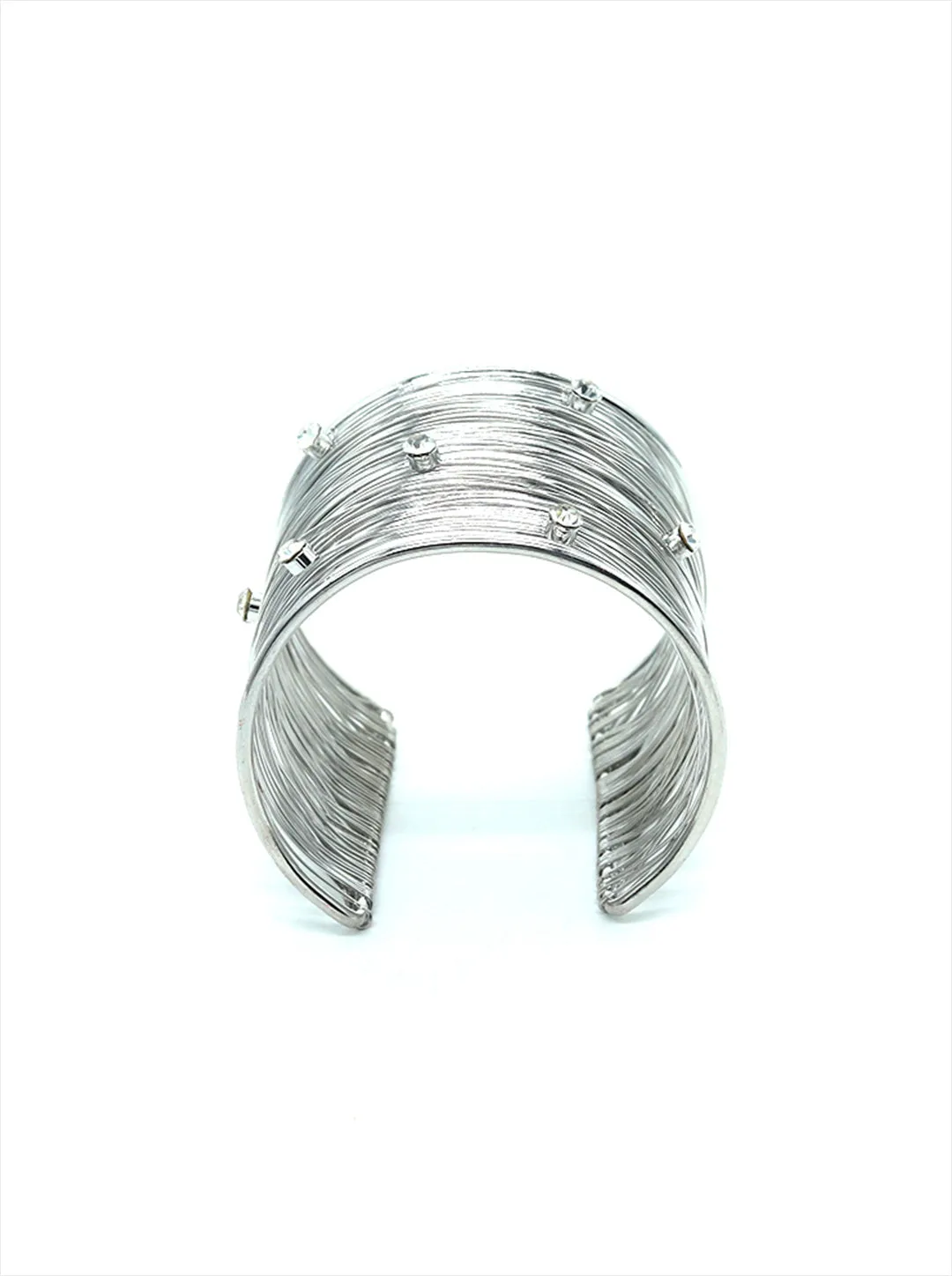 Ornaio Silver Stone-Studded Wired Bracelet Cuff