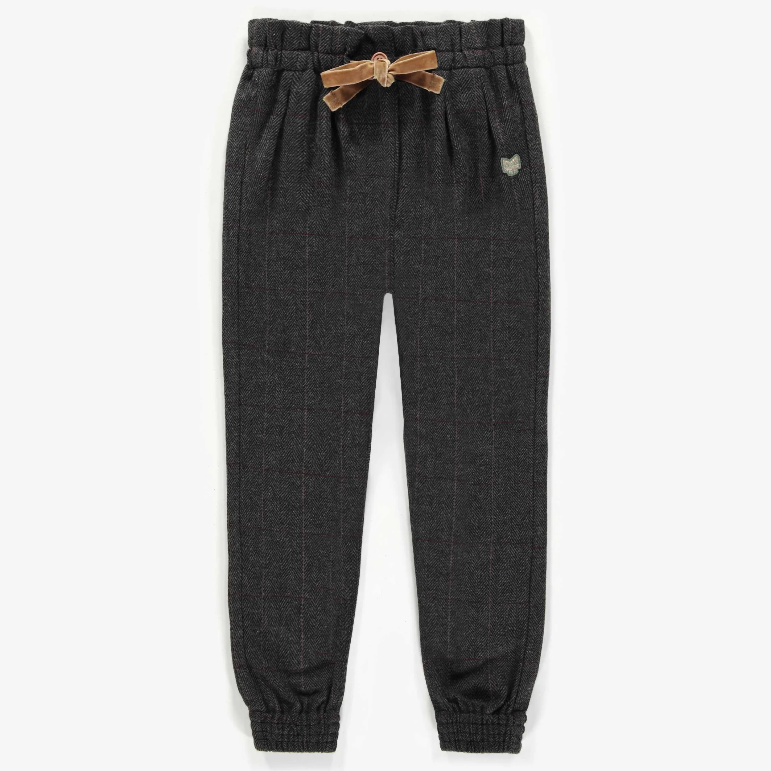 Pantalon 7/8 « coupe mom » en tweed à chevrons, enfant
 || Mom cut 7/8 pants in herringbone tweed, child