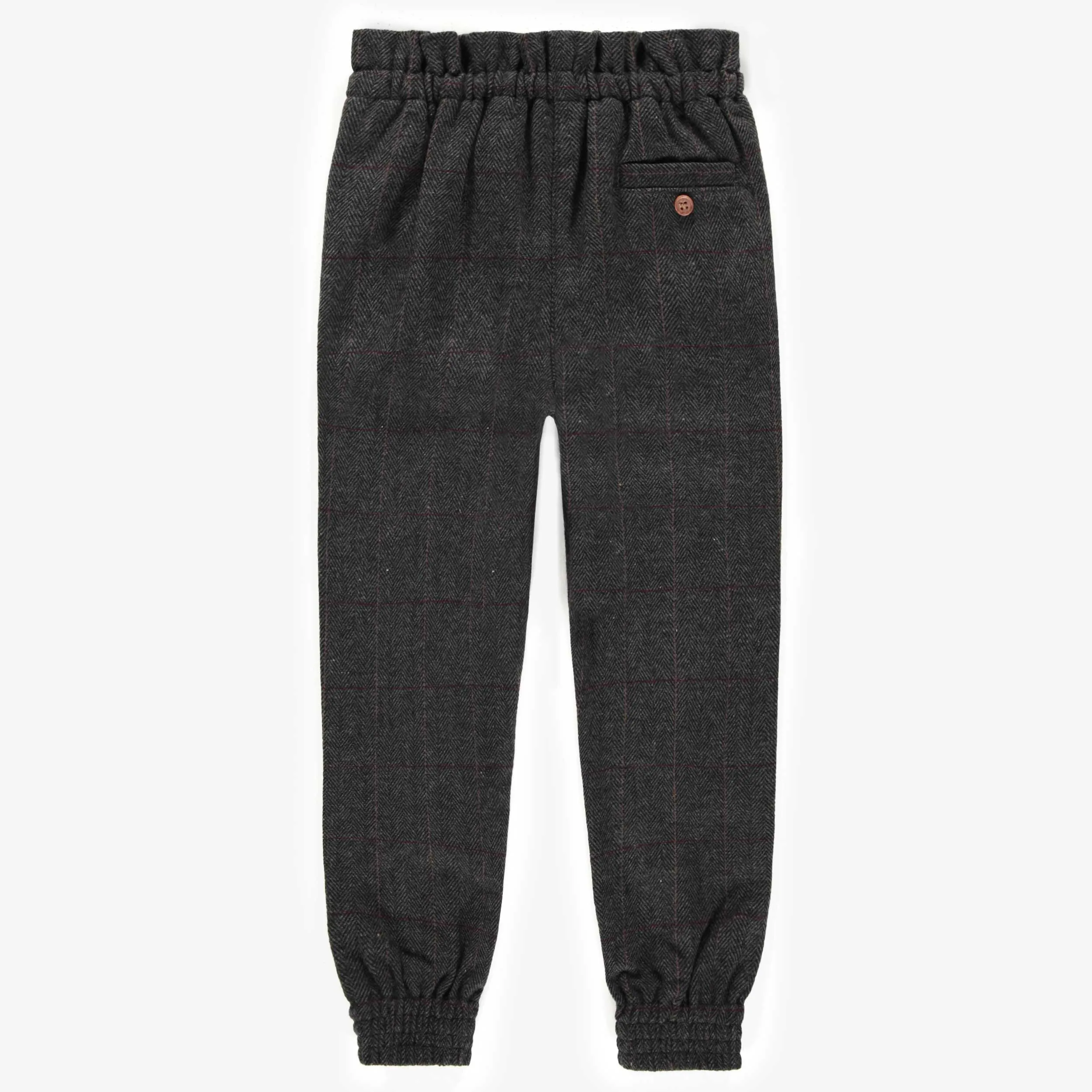 Pantalon 7/8 « coupe mom » en tweed à chevrons, enfant
 || Mom cut 7/8 pants in herringbone tweed, child