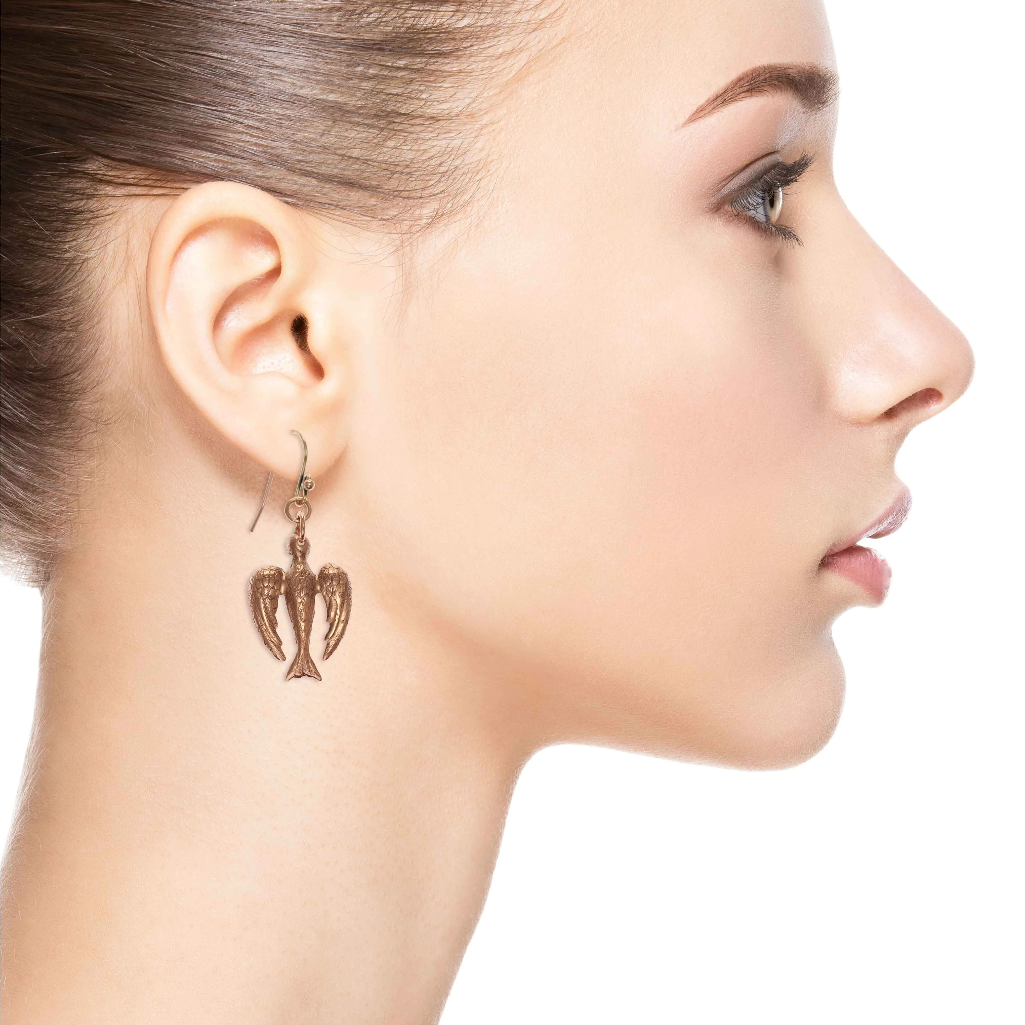 Peace Dove Copper Drop Earrings