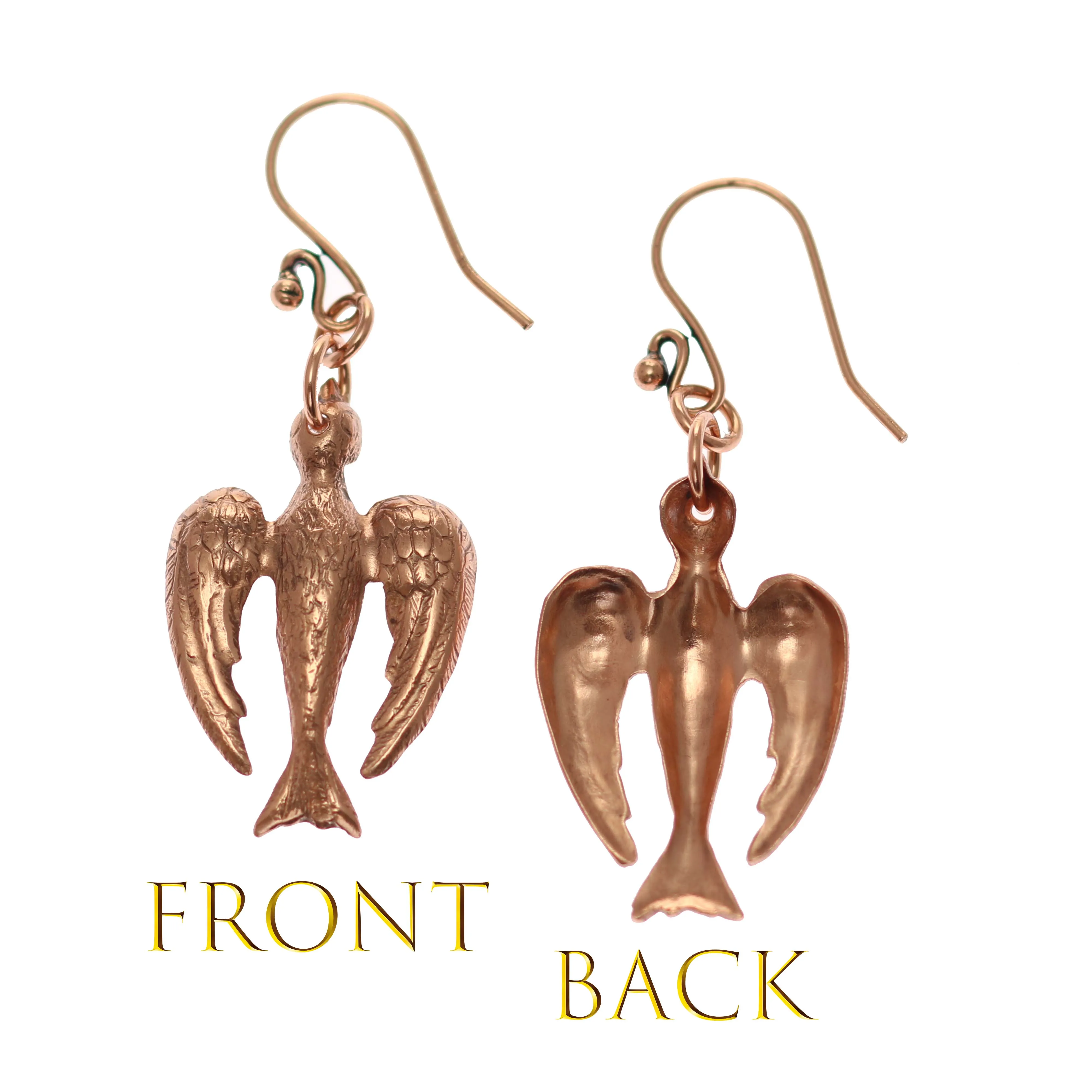 Peace Dove Copper Drop Earrings