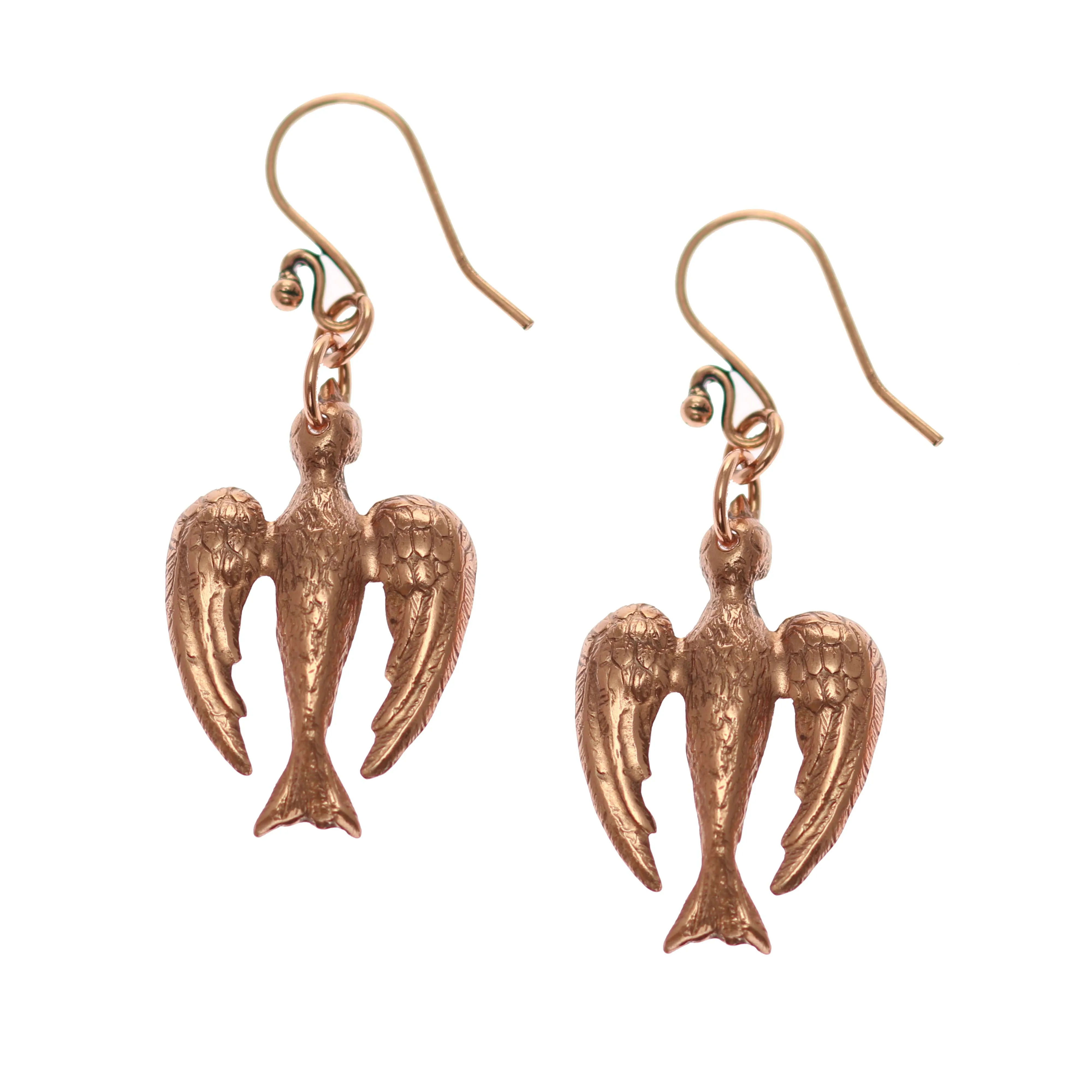 Peace Dove Copper Drop Earrings