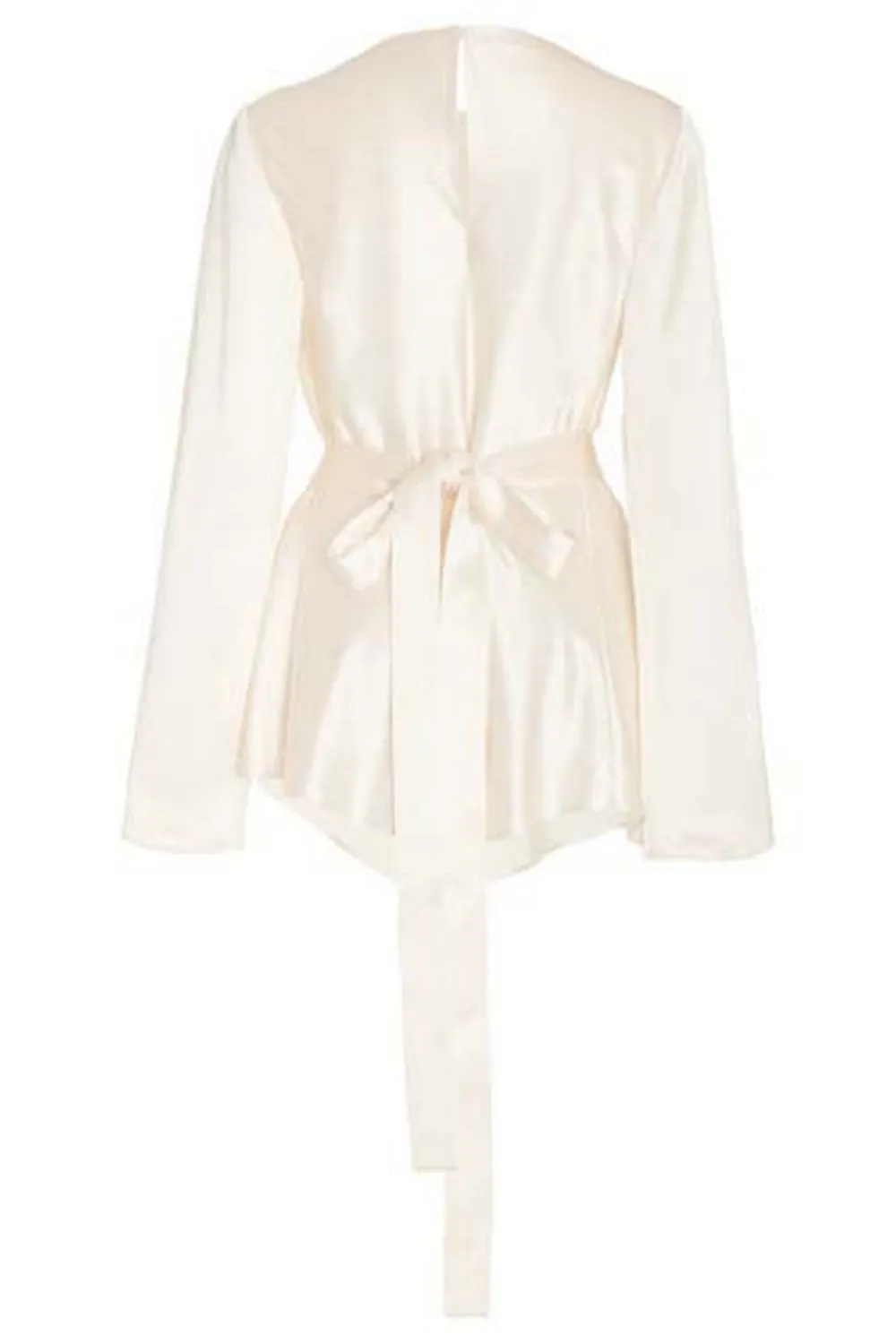 Petite White Belted Draped Satin Top