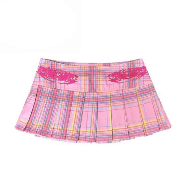 Pink Plaid Mini Skirt