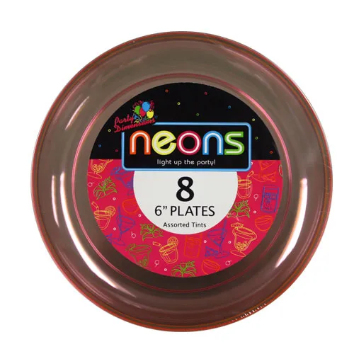 Plastic Neon Tableware<br/>Size Options: 9inch Plate, 6inch Plate, 10oz Bowl and 6oz Bowl